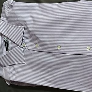 mens stripe long sleeve shirt by saks fifth ave 18/46